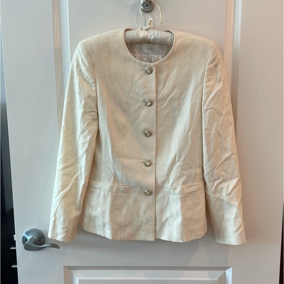 Escada Women's Jacket Size:34 In Cream Yellow - Picture 2 of 16